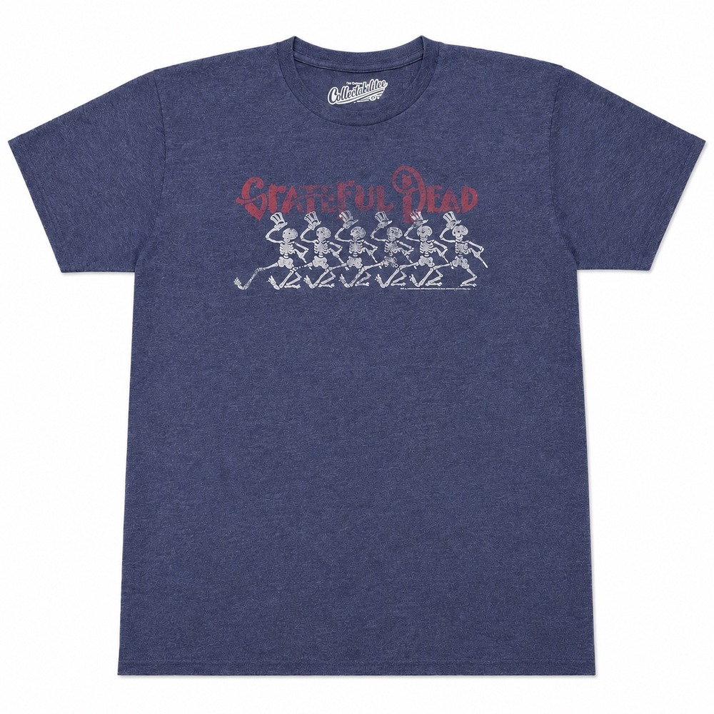Grateful Dead Dancing Skeletons Graphic T-Shirt Navy Blue Collectabilitees